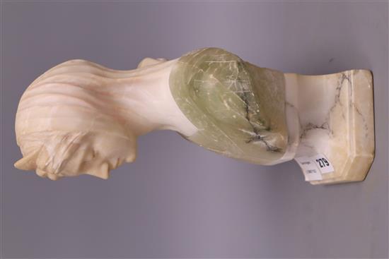 An alabaster bust of a lady, height 33cm